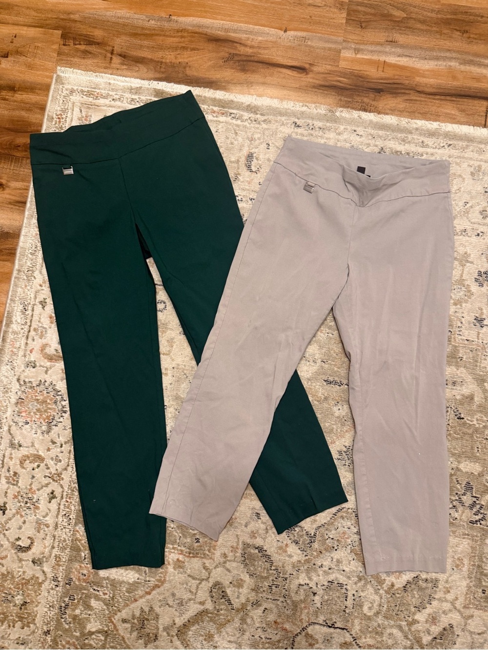 Alfani Straight-Leg Pull-On Pants in Forest Green and Light Tan